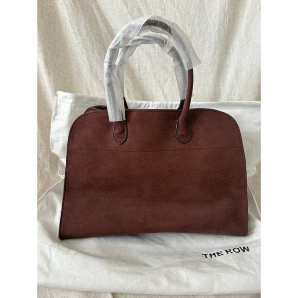The Row Handbags - The Row Margaux Burgundy Suede Top Handle Bag